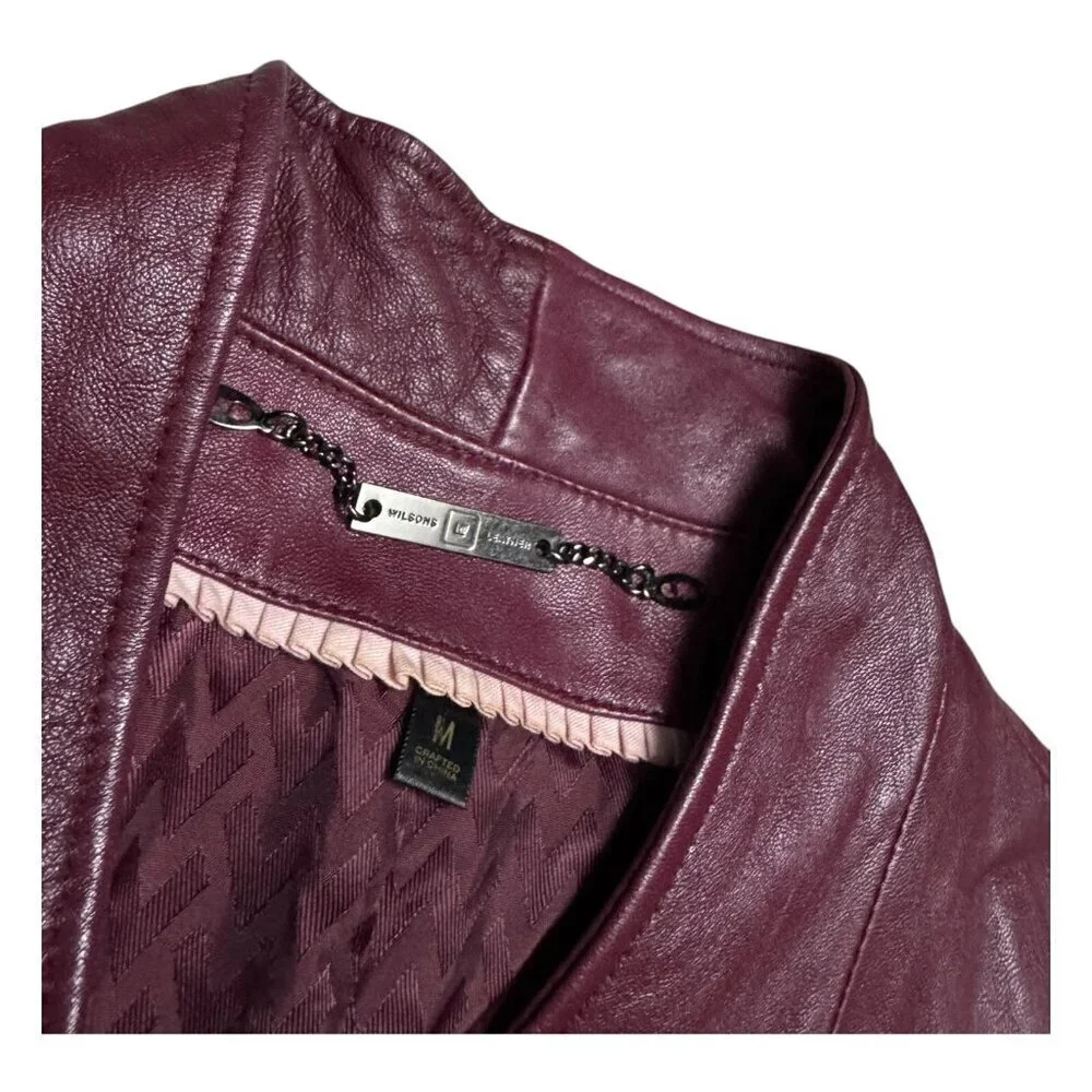 WILSONS LEATHER Designer GENUINE LEATHER Cropped Casual Jacket Womens Medium - Picture 5 of 7